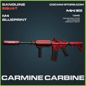 Carmine Carbine M4 blueprint skin in Warzone 2.0 and MW2 Sanguine Squat Bundle