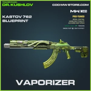 Vaporizer Kastov 762 blueprint skin in Warzone 2.0 and MW2 Tracer Pack: Dr. Kushlov Bundle