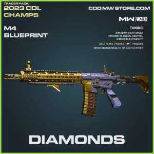 Diamonds M4 BLueprint SKin in Warzone 2.0 and MW2 Tracer Pack: 2023 CDL Champs Bundle