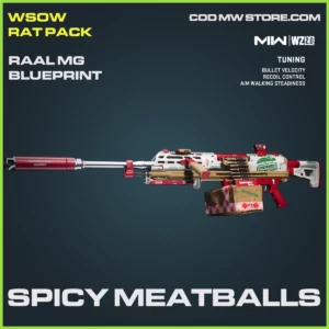 Spicy Meatballs RAAL MG BLueprint skin in Warzone 2.0 and MW2 WSOW Rat Pack Bundle