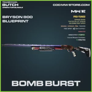Bomb Burst Bryson 800 Blueprint Skin in Warzone and MW2 Tracer Pack Butch Operator Bundle