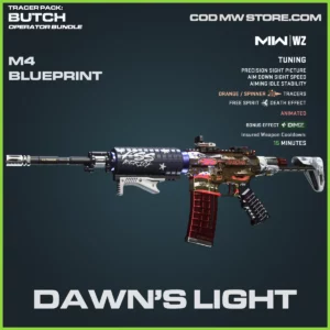 Dawn's Light M4 Blueprint Skin in Warzone and MW2 Tracer Pack Butch Operator Bundle