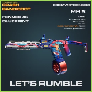 Let's Rumble Fennec 45 Blueprint Skin in Warzone and MW2 Tracer Pack Crash Bandicoot Bundle