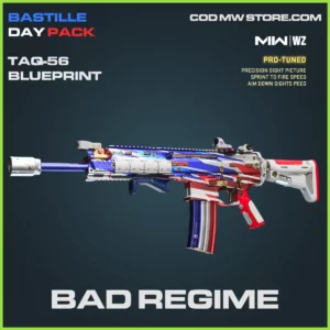 Bad Regime TAQ-56 Blueprint Skin in Warzone and MW2 Bastille Day Pack Bundle