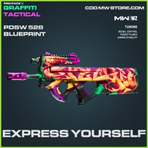 Express Yourself PDSW 528 Blueprint Skin in Warzone and MW2 Call of Duty Pro Pack 6 Graffiti Tactical Bundle