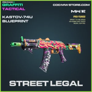 Street Legal Kastov-74u Blueprint Skin in Warzone and MW2 Call of Duty Pro Pack 6 Graffiti Tactical Bundle