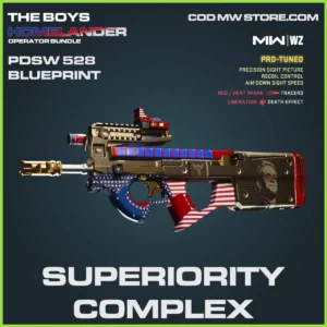 Superiority Complex PDSW 528 Blueprint Skin in Warzone and MW2 The Boys Homelander Bundle