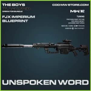 Unspoken Word FJX Imperium Blueprint Skin in Warzone and MW2 The Boys Black Noir Operator Bundle