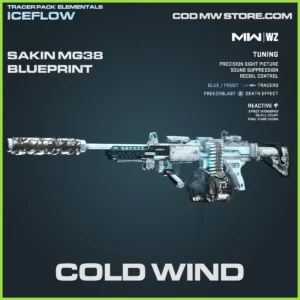 Cold Wind Sakin MG38 Blueprint Skin in Warzone and MW2 Tracer Pack Elementals Iceflow Bundle