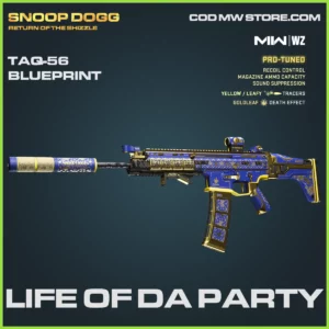 Life of da party TAQ-56 Blueprint Skin in Warzone and MW2 Snoop Dogg Return of the Shizzle Bundle
