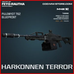 Harkonnen Terror Pulemyot 762 Blueprint Skin in Warzone and MW3 Dune Part Two Feyd-Rautha Bundle