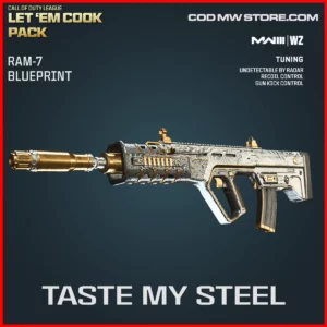 Taste My Steel RAM-7 Blueprint Skin in Warzone and MW3 Call of Duty League Let 'Em Cook Pack Bundle
