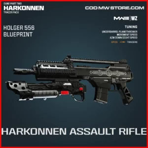 Harkonnen Assault Rifle Holger 556 Blueprint Skin in Warzone and MW3 Dune Part Two Harkonnen Tracer Pack Bundle