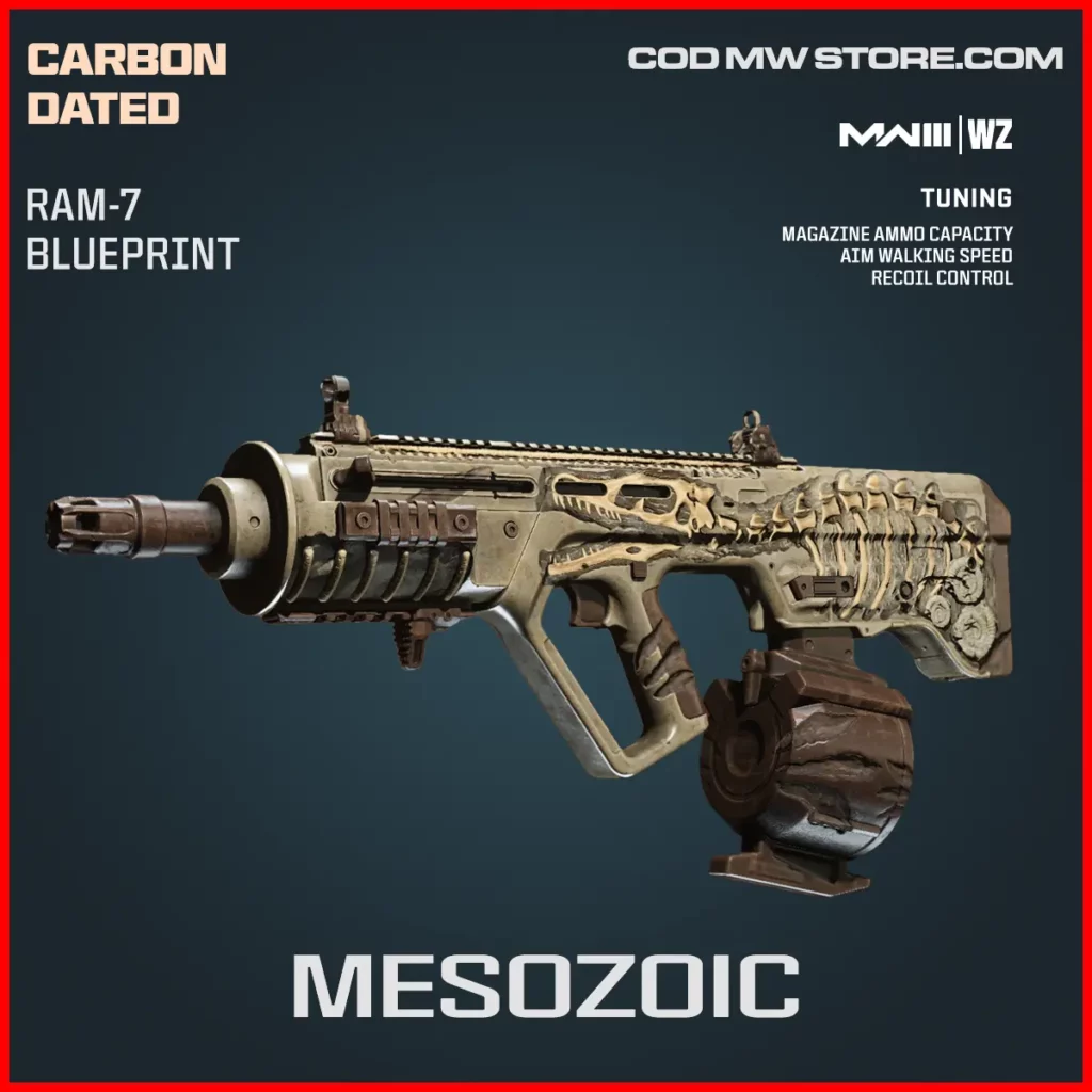 Mesozoic RAM-7 Blueprint Skin in Warzone and MW3 Carbon Dated Bundle