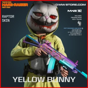 Yellow Bunny Raptor Skin in Warzone and MW3 Tracer Pack: Hare-Raiser Party Pack Bundle